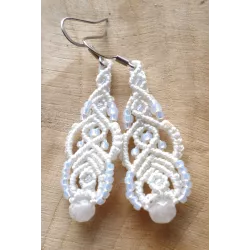 Boucles d'oreilles macramé blanches