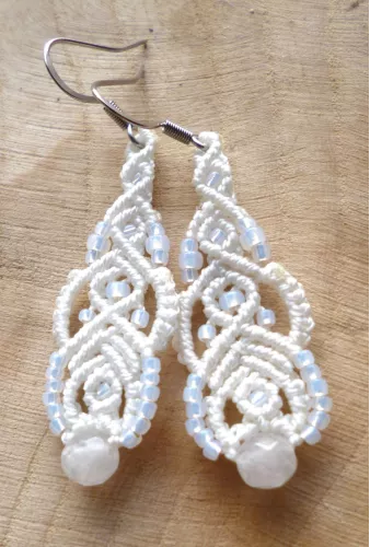 Boucles d'oreilles macramé blanches Boucles d'oreilles macramé blanches