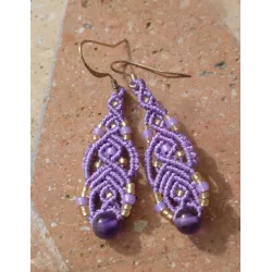 Boucles d'oreilles macramé Améthyste