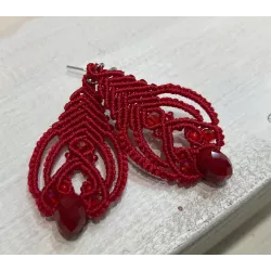 Boucles d'oreilles macramé Dentelles rouge