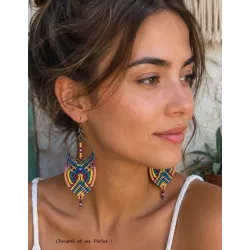 Boucles d'oreilles macramé multicolores