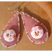 Boucles d'oreilles gouttes cuir parme et boutons