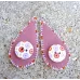 Boucles d'oreilles gouttes cuir parme et boutons
