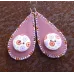 Boucles d'oreilles gouttes cuir parme et boutons