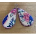 Boucles d'oreilles gouttes tissu floral rose et bleu marine