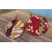 Boucles d'oreilles brodées tissu rouge imprimé floral, taille XL
