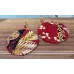 Boucles d'oreilles brodées tissu rouge imprimé floral, taille XL