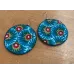 Boucles d'oreilles brodées tissu ethnique vert, bleu et rouge, taille XL