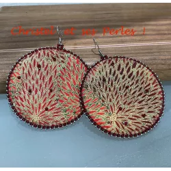 Boucles d'oreilles brodées tissu ethnique, taille XL