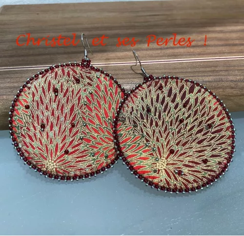 Boucles d'oreilles brodées tissu ethnique, taille XL