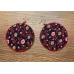 Boucles d'oreilles rondes XL tissu floral rouge et noir