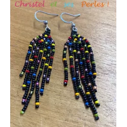 Boucles d'oreilles confettis multicolores en perles