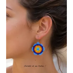 Boucles d'oreilles fleurs bleues