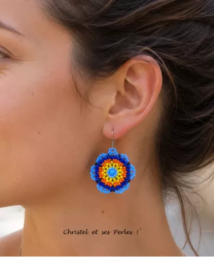 Boucles d'oreilles fleurs bleues Boucles d'oreilles fleurs bleues