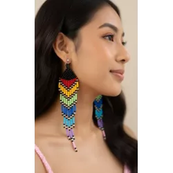 Boucles d'oreilles Arc en ciel multicolores en perles