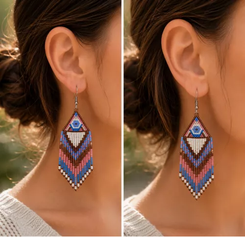 Boucles d'oreilles perles frangées