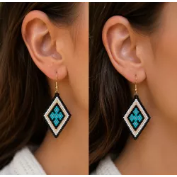 Boucles d'oreilles losanges perles