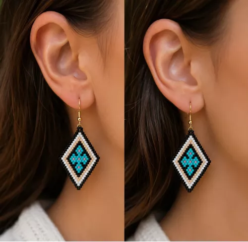 Boucles d'oreilles losanges perles Boucles d'oreilles losanges perles