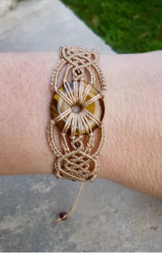 Bracelet macramé donut Oeil de Tigre