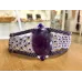 Bracelet manchette macramé bicolore et Améthyste