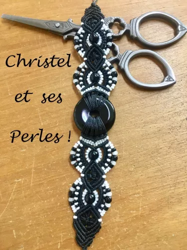 bracelet macramé donut en Onyx bracelet macramé donut en Onyx