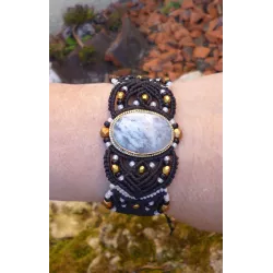 Bracelet macramé et Agate Dendritique sertie