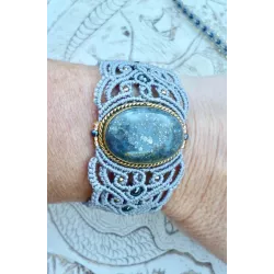 Bracelet macramé et Marcasite sertie laiton doré