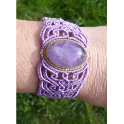Bracelet macramé baroque et Améthyste sertie