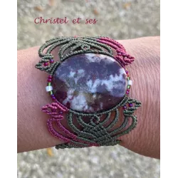 Bracelet macramé Elfique et Tourmaline Rubis