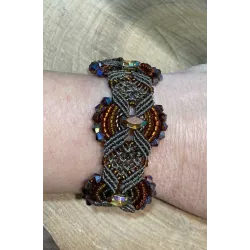 Bracelet macramé et cristal marron