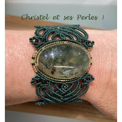 Bracelet macramé Elfique et Préhnite sertie