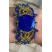 Bracelet macramé feuilles, et Lapis Lazuli rond