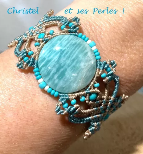 Bracelet macramé feuilles, et Amazonite ronde Bracelet macramé feuilles, et Amazonite ronde