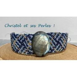 Bracelet macramé mixte et Labradorite bleue