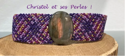 Bracelet macramé mixte et Labradorite violette