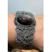 Bracelet macramé baroque et Obsidienne argentée sertie Bracelet macramé baroque et Obsidienne argentée sertie