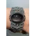 Bracelet macramé baroque et Obsidienne argentée sertie Bracelet macramé baroque et Obsidienne argentée sertie