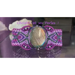 Bracelet collection ARCADIA : macramé et Labradorite reflets violets