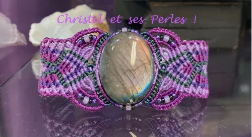 Bracelet collection ARCADIA : macramé et Labradorite reflets violets