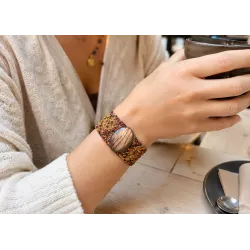 KILT : bracelet artisanal femme macramé avec pierre naturelle Labradorite