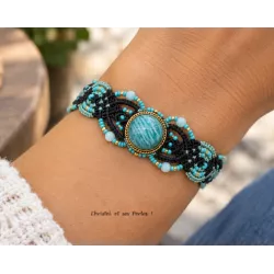 Bracelet macramé et pierre fine naturelle en Amazonite