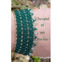 Bracelet manchette vert émeraude et doré