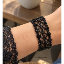 Lacy Dream : Bracelet dentelle de perles noires