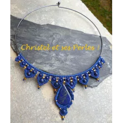 Collier macramé Lapis Lazuli cable rigide