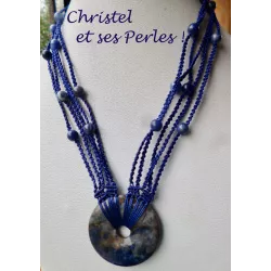Collier macramé et donut en SODALITE