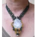 Collier macramé et Quartz Elfique feuilles Collier macramé et Quartz Elfique feuilles