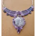 Collier macramé plastron et Améthyste ronde Collier macramé plastron et Améthyste ronde
