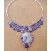 Collier macramé plastron et Améthyste ronde Collier macramé plastron et Améthyste ronde
