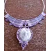 Collier macramé plastron et Améthyste ronde Collier macramé plastron et Améthyste ronde