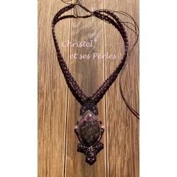 Collier macramé et Rhodonite